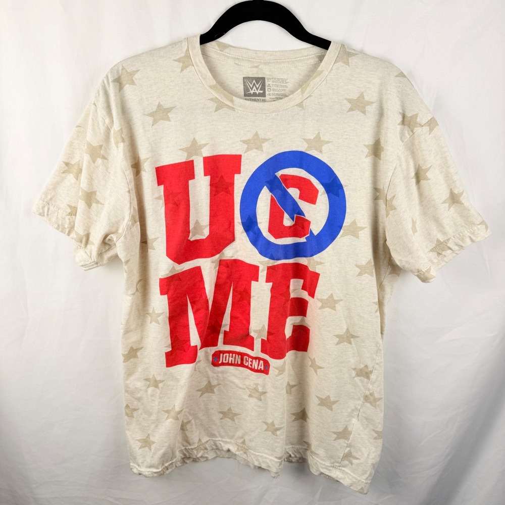 WWE U Can't See Me John Cena T-Shirt Large Oatmeal Stars OUT OF STOCK Wrestling
